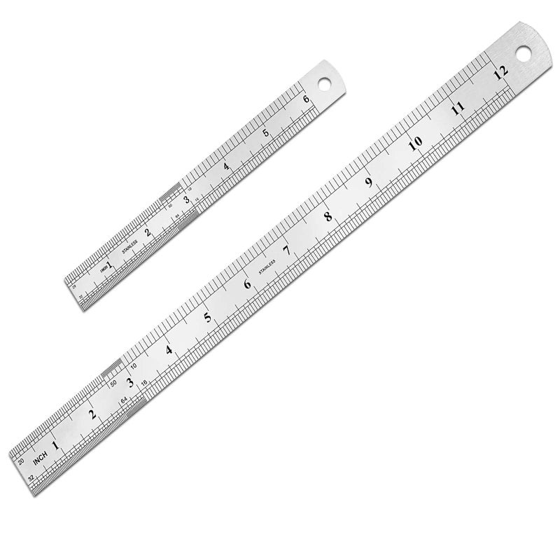 Yipinve 2 Pack Metal Ruler, Double-Sided Scaleã€6,12inch/15,30cmã€‘ Steel Ruler Set for Architects, Home,Schoolï¼Œ Office, and Craft - Image 1